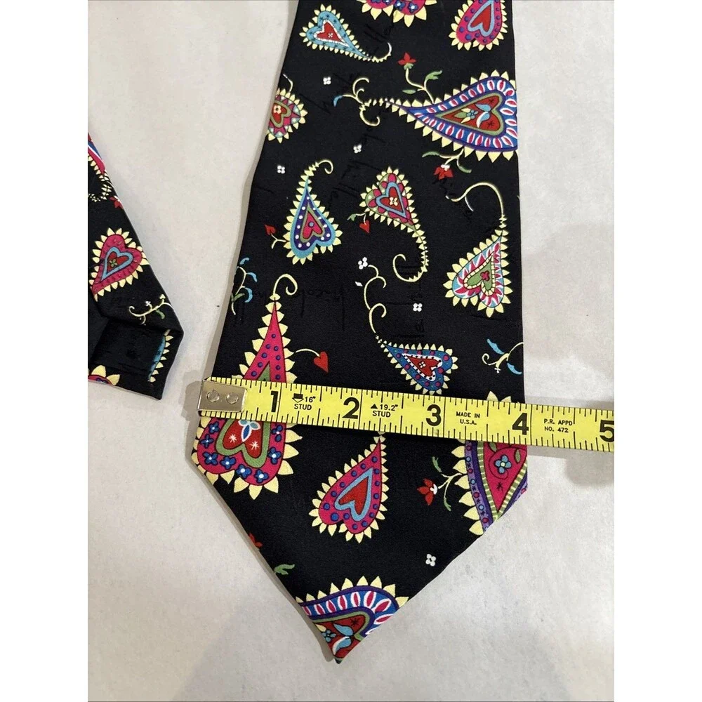 Y2K Nicole Miller 1999 MEN'S TIE Black w/Whimsical Hearts 4